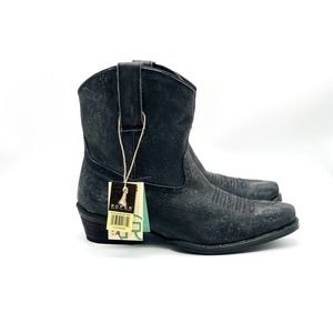 Roper Dusty Distressed Black Leather Ankle‎ Boots #09-021-0977-0684 Women's 7.5